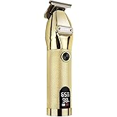 ciwellu Professional Hair Trimmer Cordless Outlining Trimmer T Liners Clippers for Men Rechargeable LED Display Zero Gapped Trimmers for Barbers（Gold