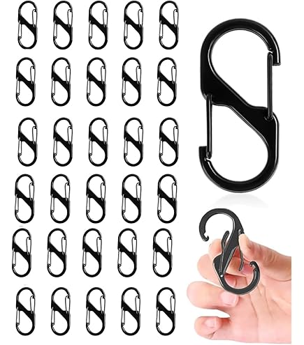 Lot De 30 Mousquetons En S – 3 Tailles (3/4/5 Cm), Double Ouverture, Alliage De Zinc Noir – Idéal Pour Camping, Pêche, Randonnée Et Clés !
