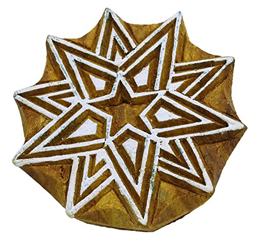 Indian Wood Block Art Decorative Stamps Blockprint Star Handcarved Printing Block