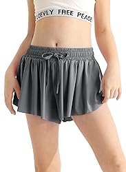 Grey Girls Flowy Shorts with Pocket 2 in 1 Kids