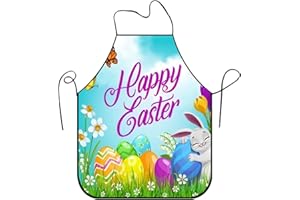Cute Aprons,Adjustable Cooking Smock,Bunny Egg Prints Floral Apron - for Gardening Baking Painting Barbecue Cleaning Artist