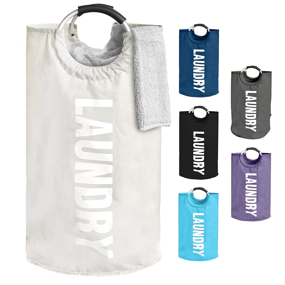 ANSIO Laundry Basket, 82L Laundry Bag with handles, Laundry Bins, Oxford Material clothes basket for Bedroom and Bathroom - Washing Basket Grey