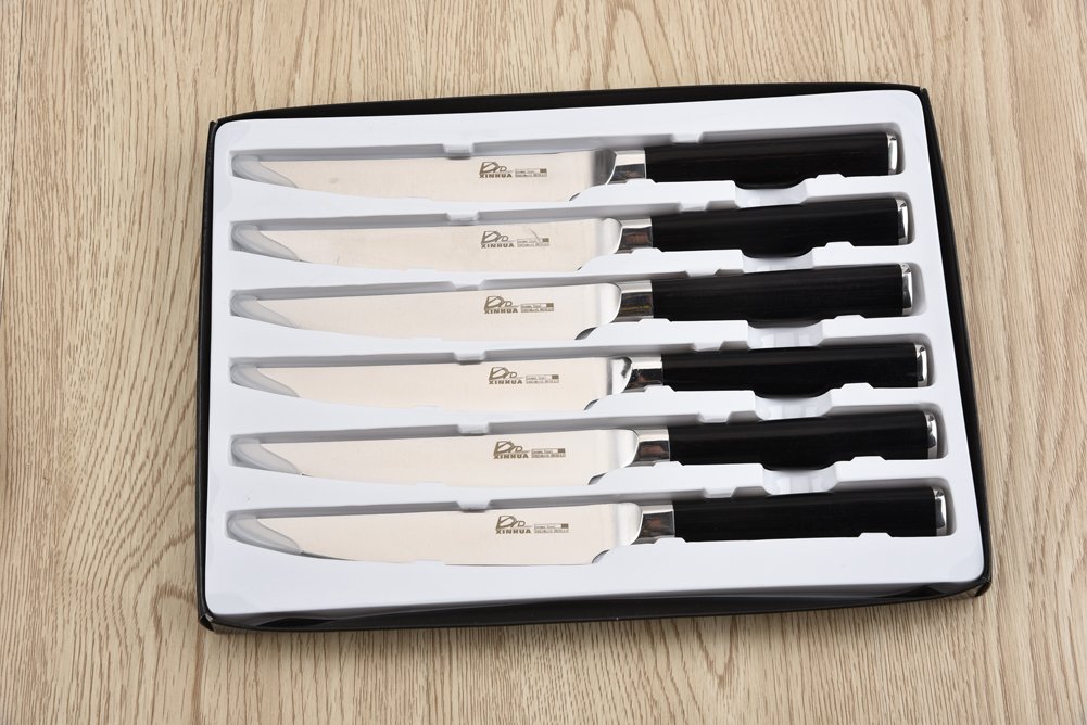 XINHUA 6Piece Steak Knife Set NonSerrated Edge Steak Knives with