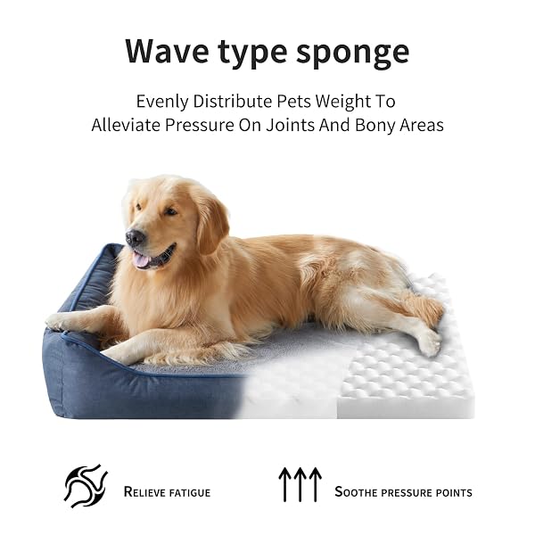 TIDORE ORTHOPEDIC DOG BEDS FOR SMALL DOGS, DURABLE EGG CRATE FOAM SOFA DOG BED WITH WASHABLE REMOVABLE COVER, WATERPROOF LINING, PET BED FOR MEDIUM DOGS, NAVY