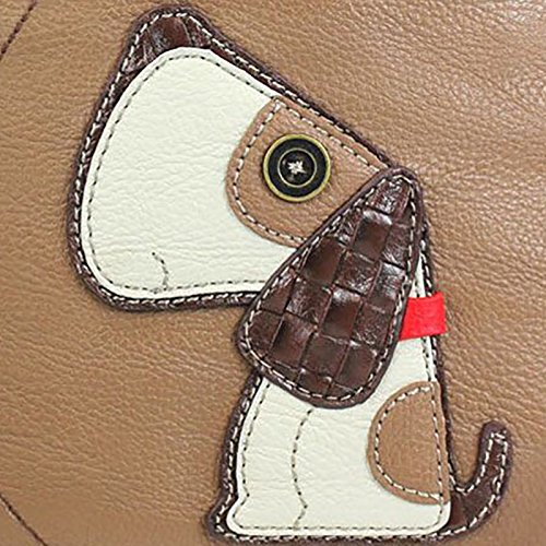 Chala Mini Crossbody Handbag, Multi Zipper, Pu Leather, Small Shoulder Purse Adjustable Strap - Brown Dog