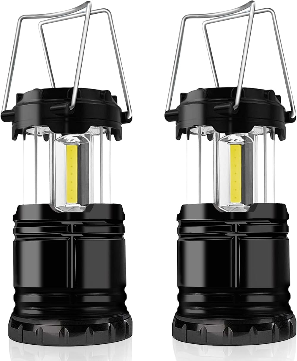 Jsdoin 2 Pack LED Camping Lantern Portable Battery Operated Foldable Hook