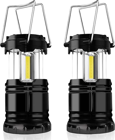 Jsdoin 2 Pack LED Camping Lantern Portable Battery Operated Foldable Hook