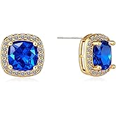 925 Sterling Silver Post Square Crystal Stud Earrings for Women Hypoallergenic 14K Gold Plated Gifts for Women