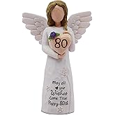 AcowSpt 80th Birthday Gifts for Women, 80th Birthday Decorations for Women, Sculpted Hand-Painted Figurine