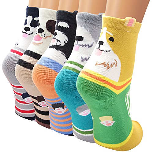 Ambielly Funny Socks Women Colorful Fancy Design Soft & Stretchy Novelty Socks (5 Numbers)