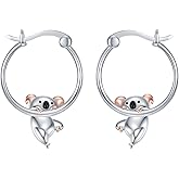Koala Earrings for Women 925 Sterling Silver Koala Huggie Hoop Earrings Cute Animal Earrings Jewelry Gifts for Women Mom