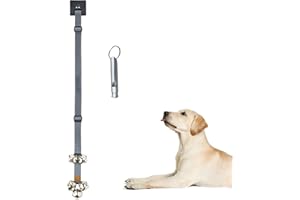 fancigo Dog Doorbell for Dog Training to Go Outside. Dog Door Bells for Potty Training. Adjustable Length by Buckle and Adhesive Hook. (Gray)