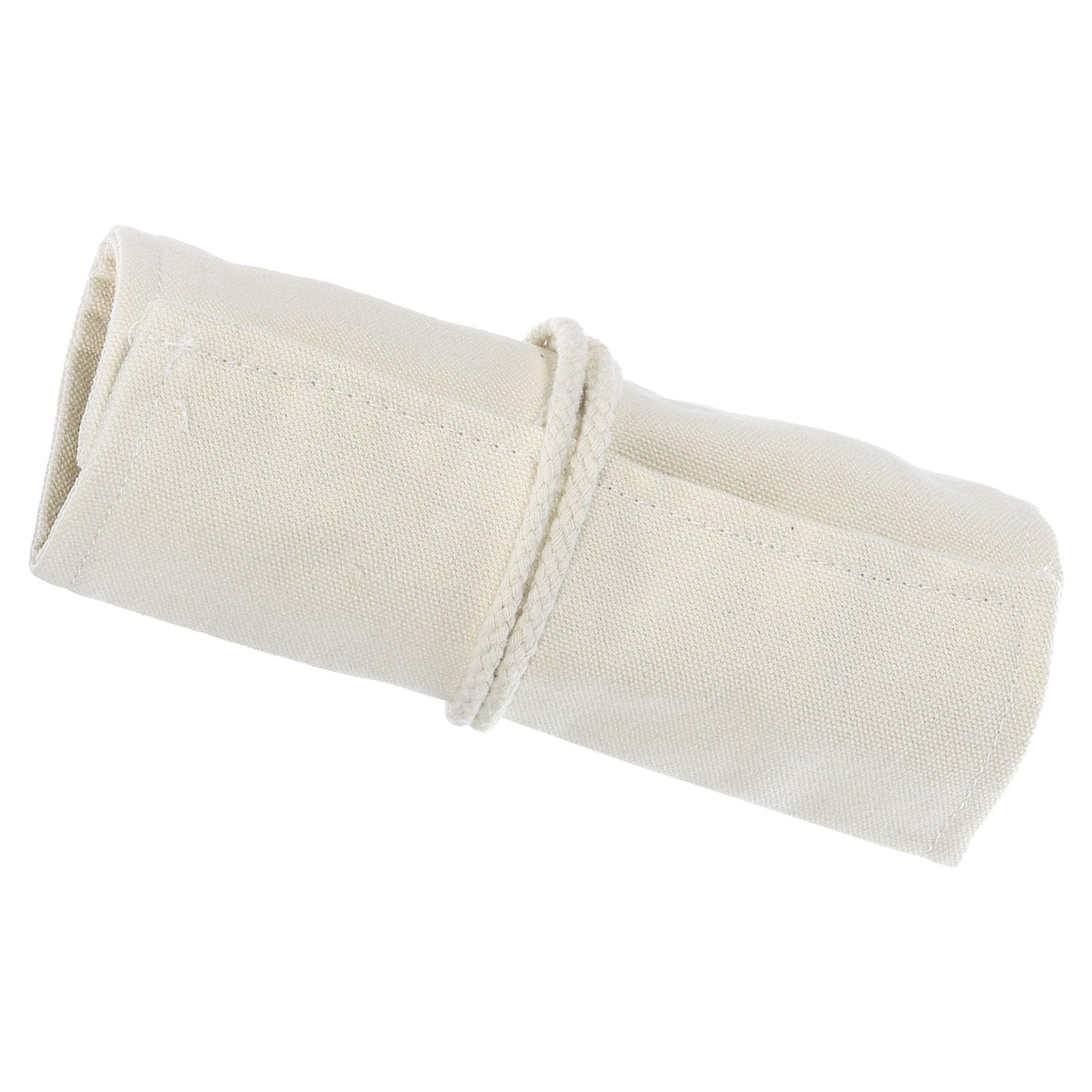 PATIKIL Handmade 12 Slots Roll Up Pencil Case, Canvas Pencil Wrap Pouch Pen Holder Organizer for Artist Drawing Coloring Sketching, White
