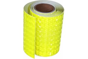 tuyrchu Reflective Fluorescent Tape 4 inch X 10 FT, Waterproof High Visibility Warning Safety Tape, External Accessories Safety conspicuous with Reflective Strip.