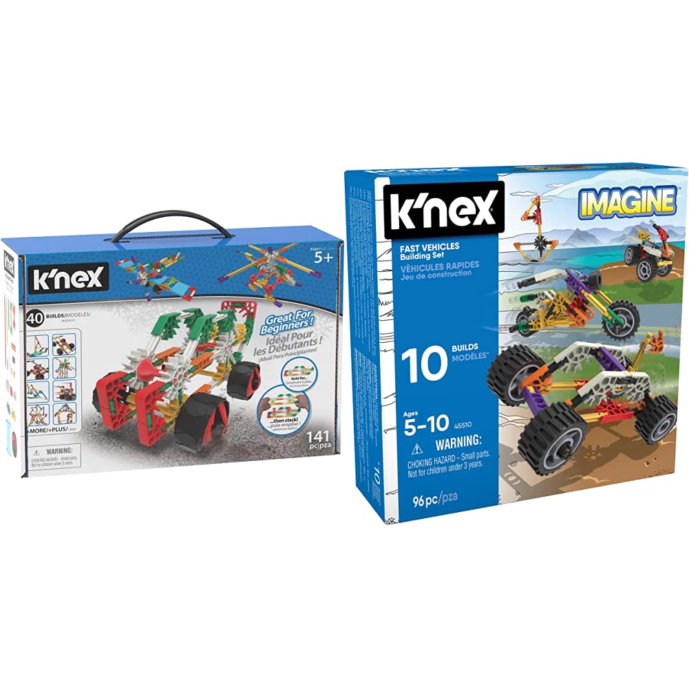 K'Nex Beginner 40 Model Building Set, Educational Toys, 141 Piece, Toys for Children Aged 5 + & Imagine 45510 10 Model Beginner Fun Fast Vehicles Building Set, 96 Piece, Aged 5 +