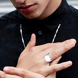 FindChic Square Signet Rings for Men Chunky