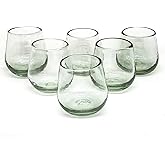 MexHandcraft Clear 6 oz Roly Poly Glasses (set of 6), Recycled Glass, Lead-free, Toxin-Free (6 oz Roly Poly)