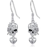 VIJASHOP Gothic Skull Earrings for Women Sterling Silver Skeleton Earrings Gothic Jewelry Halloween Jewelry Gifts for Men Sister