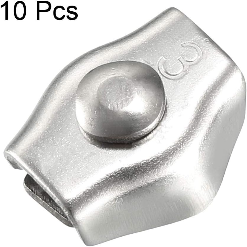sourcing map 10Pcs 304 Stainless Steel Single Wire Rope Clip Cable Clamp Suit for 1.5-2mm Rope, 10pcs-1.5mm-2mm - Image 4