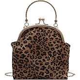 Tarvione Leopard Purse Retro Kiss Lock Purse and Handbags Mini Crossbody Shoulder Bags Animal Cheetah Top Handle Bag