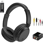 Nightwooolf Wireless Bluetooth TV Headphones for Seniors, Wireless TV Headset with USB Transmitter, Lightweight and Comfortable Over Ear Headphone, Up to 30 Hours Battery Life, Lossless Audio (Black)