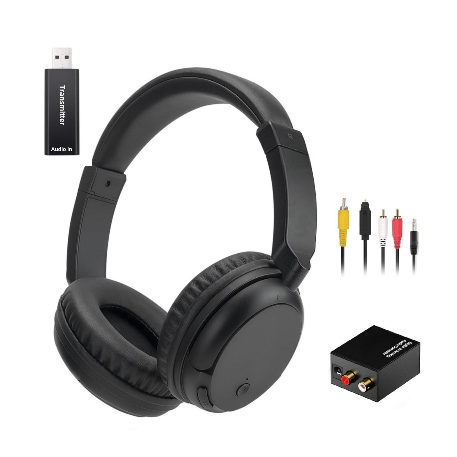 Photo 1 of Wireless Bluetooth TV Headphones for Seniors, Wireless TV Headset with USB Transmitter, Lightweight and Comfortable Over Ear Headphone, Up to 30 Hours Battery Life, Lossless Audio (Black)