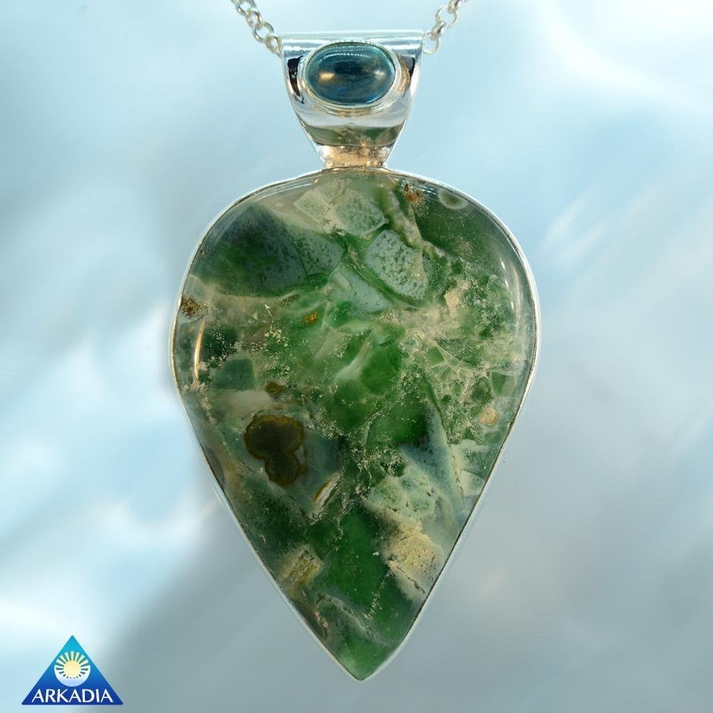 Stunning Green Ocean Jasper & Green Kyanite Pendant