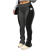 WDIRARA Women's Flare Leggings Color Block Elastic Waist Athletic Workout Yoga Pants