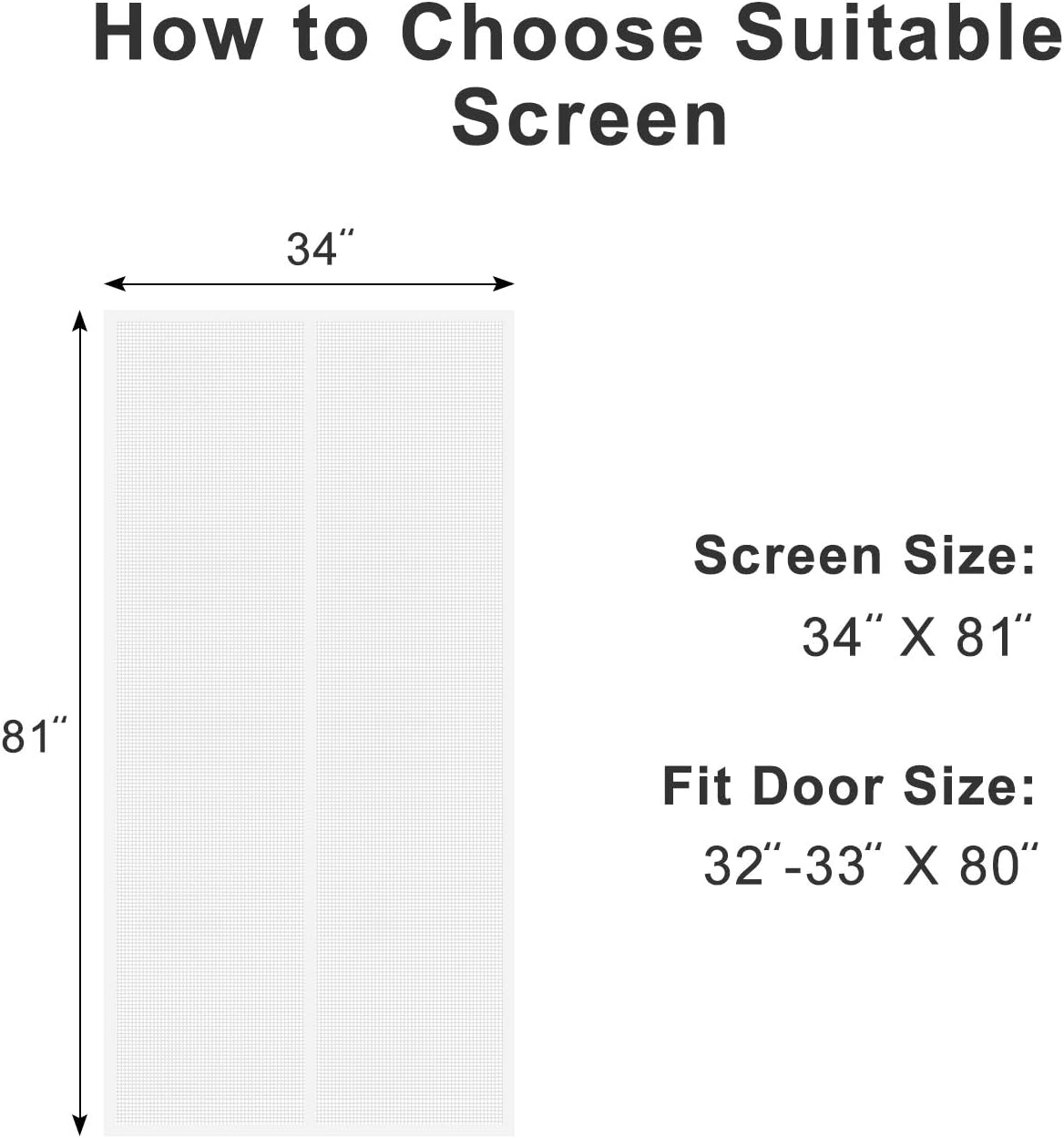 MAGZO Magnet Screen Door 32 x 80, Magnetic Mesh with Heavy Duty for Entry Door Fits Door Size up to 32"x80" Max-White - - 
