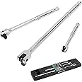 DURATECH 3-Piece Breaker Bar Set with 180° Rotatable Head, 6"-15" Lengths, Premium Chrome Alloy