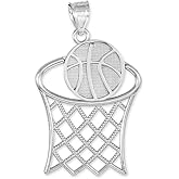 Claddagh Gold 925 Sterling Silver Basketball Hoop Sports Charm Pendant