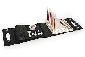 THREE BY THREE SEATTLE Three by Three jOTBLOCK Portable Stacked Paper Game Set: 6 Game Pads, 6 Color Markers, Mini Playing Cards, 6 Dice in Pouch & Rules, Non-Stop Fun on The Go