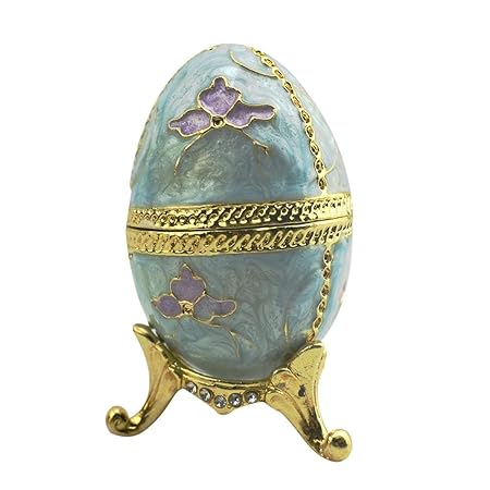 Schmuckschatulle Faberge Egg Style, Home Decoration Vintage Egg Figur Metalcraft Schmuckschachtel, Osterei Form Ornament Box 