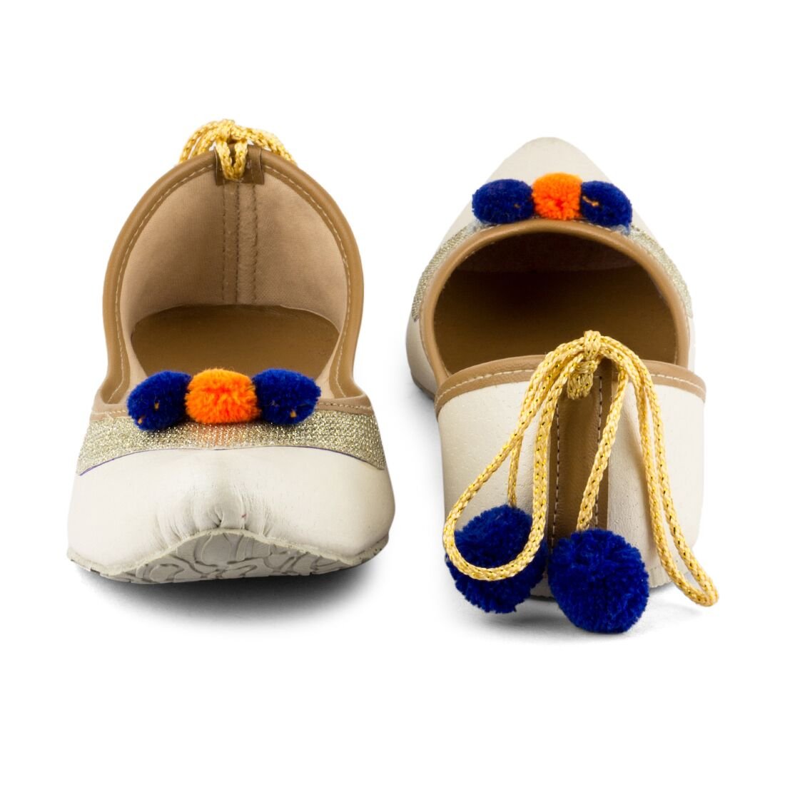 tashi women's beige & pink artificial leather jutis