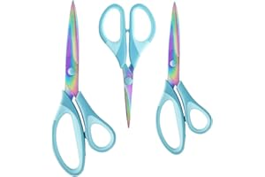 Craft Scissors Set of 3 All Purpose Sharp Titanium Blades Shears Comfort Grip Handles Ideal Scissors Set for Office, Home, Se