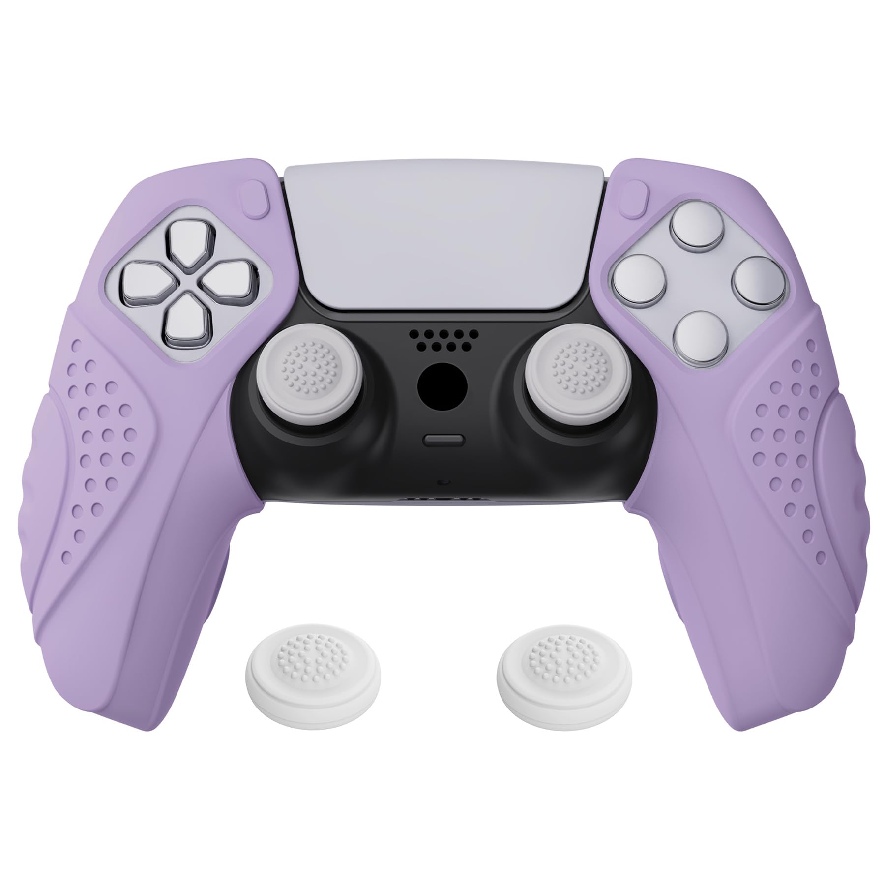 PlayVital Guardian Edition Ergonomic Soft Controller Silicone Case Grips for ps5 Compatible with Charging Station Rubber Protector Skins with Thumbstick Caps for ps5 Controller - Mauve Purple