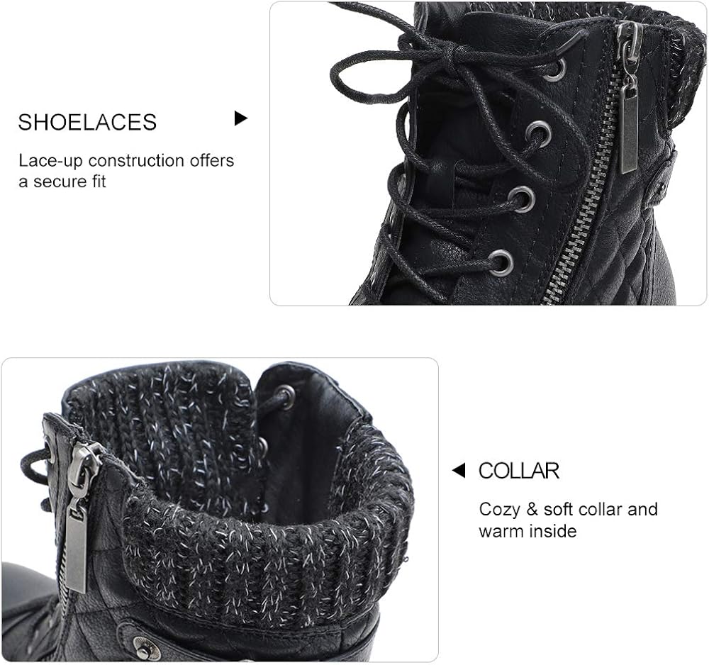  | STQ Women's Combat Boots Lace up Ankle Booties | Snow Boots