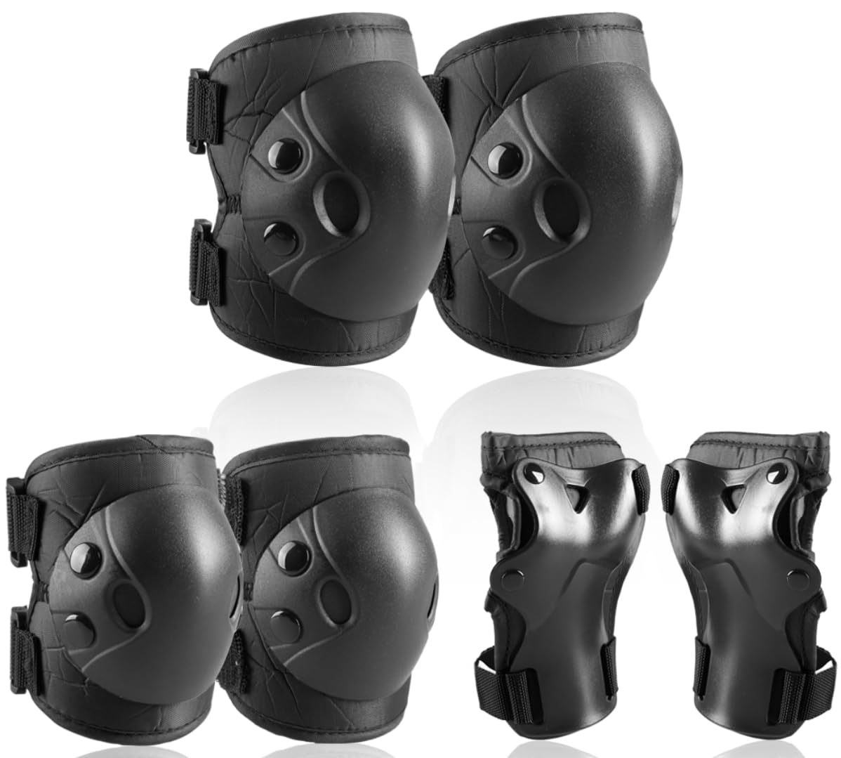 Photo 1 of Cockchafer Kids and Youth Knee Elbow Wrist Guards Protective Gear Set for Skateboarding, Roller Skating, Inline Skating, Scooter Riding, BMX Biking (Black, Small)