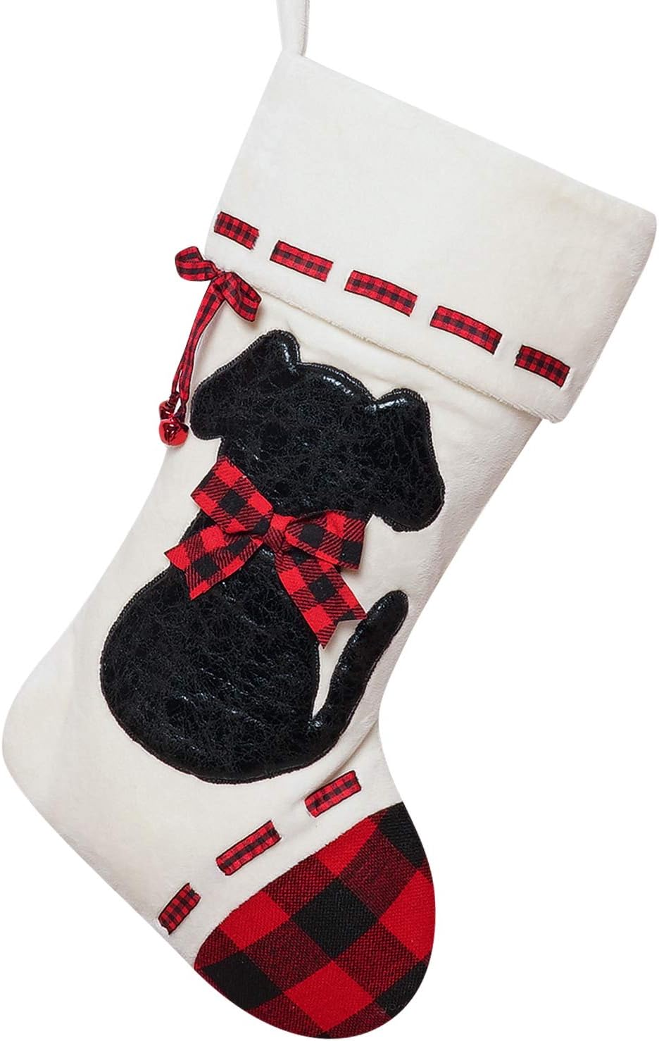 Stockings & Holders - ALLYORS Dog Christmas Stocking, 19’’Xmas Pet Hanging Stockings with Fuzzy Santa Hat and Plush Doggie Kitty Embroidered for Pets Gifts Bag Personalized Cuff Lovely Home Holiday Decoration (wdog)