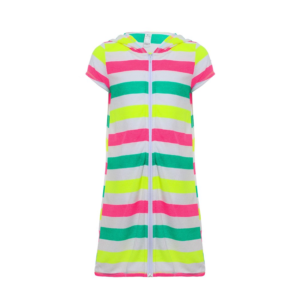 BELLOO Girls Short Sleeve Swim Robe Beach Cover Up with Zipper Bathrobe