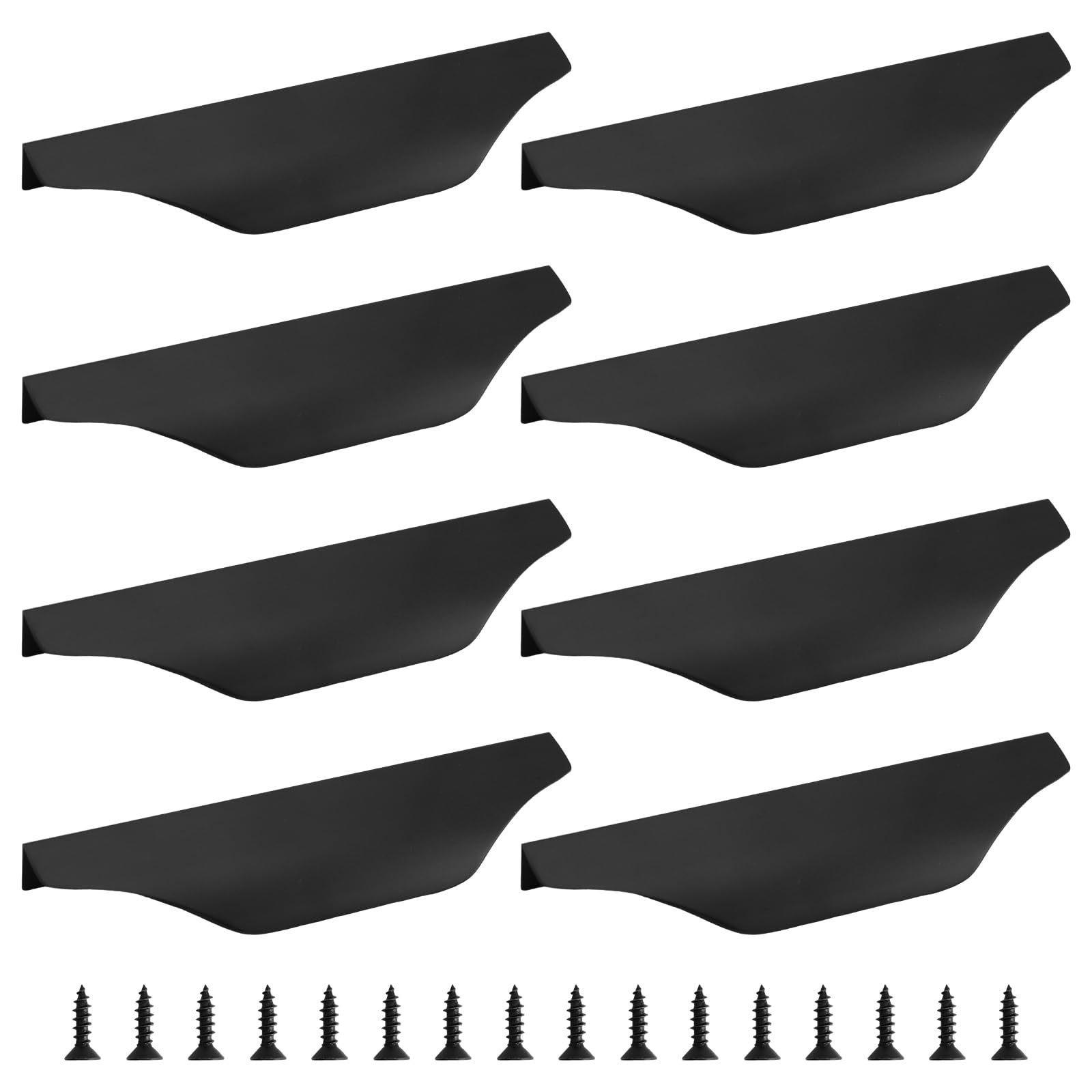 MOROBOR 8Pcs Mount Finger Edge Pull Handle 150mm Black Finger Pulls Aluminum Concealed Handle Furniture Drawer Handles for Home Kitchen Door Drawer Cabinet with Screws — image 1
