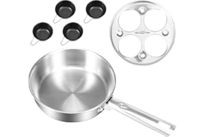 Nonstick Egg Poacher Pan, Stainless Steel Poached Egg Cooker, Induction Cooktop Poachers Cookware Set with 4 Nonstick Large P