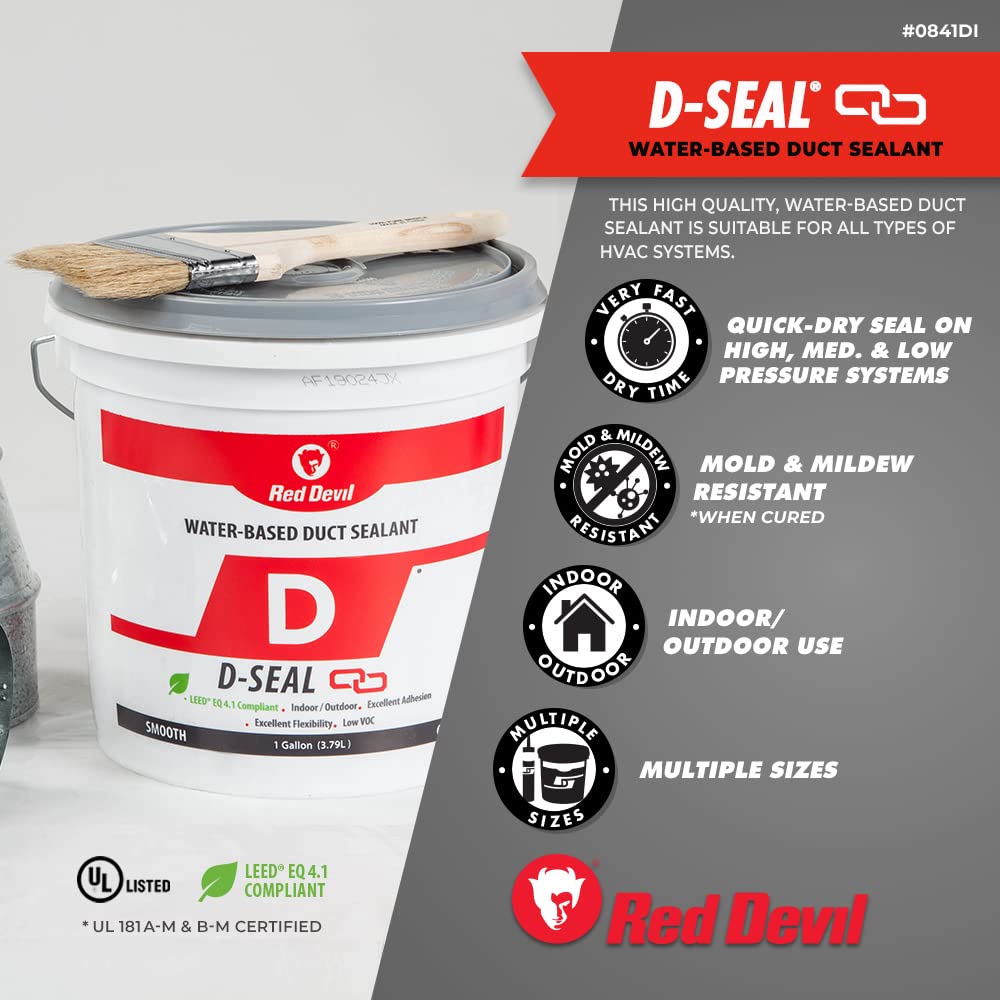 Red Devil 0841DI D-Seal Smooth Water Based Duct Sealant, 1 Gallon, Gray