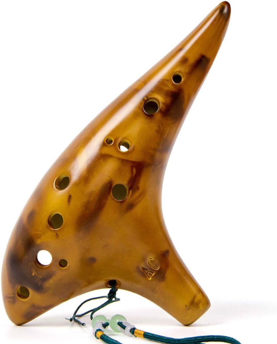 Lotmusic Horse Ceramic Ocarina Instrument,12 Tones Alto C with Song Book Carrying bag Neck String Neck Cord (Yellow) - Image 4