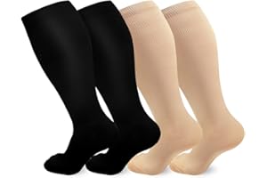 HLTPRO 4 Pairs Compression Socks for Women & Men - Best Support for Medical, Circulation, Nurses, Running, Travel, Black*2/Nu