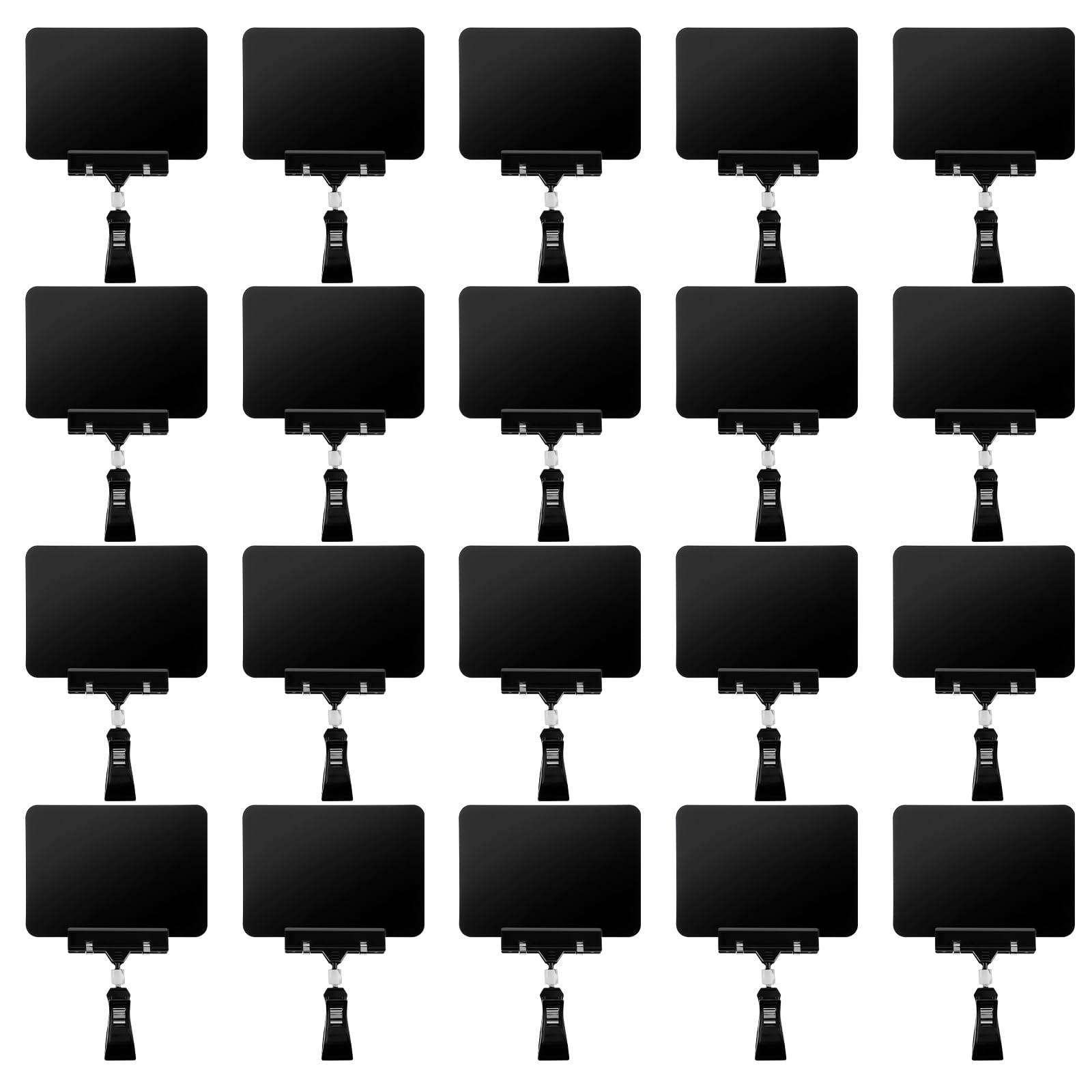 Photo 1 of 20 Pack Plastic Mini Chalkboard Sign with Clip, Double Head Rotating Merchandise Sign Clips - Display Price Tags Clip on Signs Holder for Business Retail Food Clothing Store (Black)
