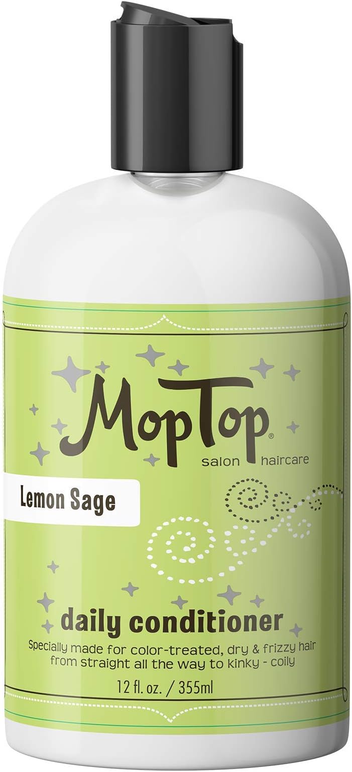 12oz MopTop Salon Daily Conditioner for Dry, Thick, Wavy, Curly & Kinky-Coily, Color Treated & Natural Hair, made w/Aloe & Honey reduce Frizz, increase Moisture, Manageability for Smooth, Silky Hair