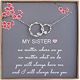 AnalysisyLove Sister Gifts from Sister, Sterling Silver Interlocking Infinity 2 Circles Necklace for Sisters, Big Sister Little Sister Gift, Birthday Jewelry Friendship Gifts