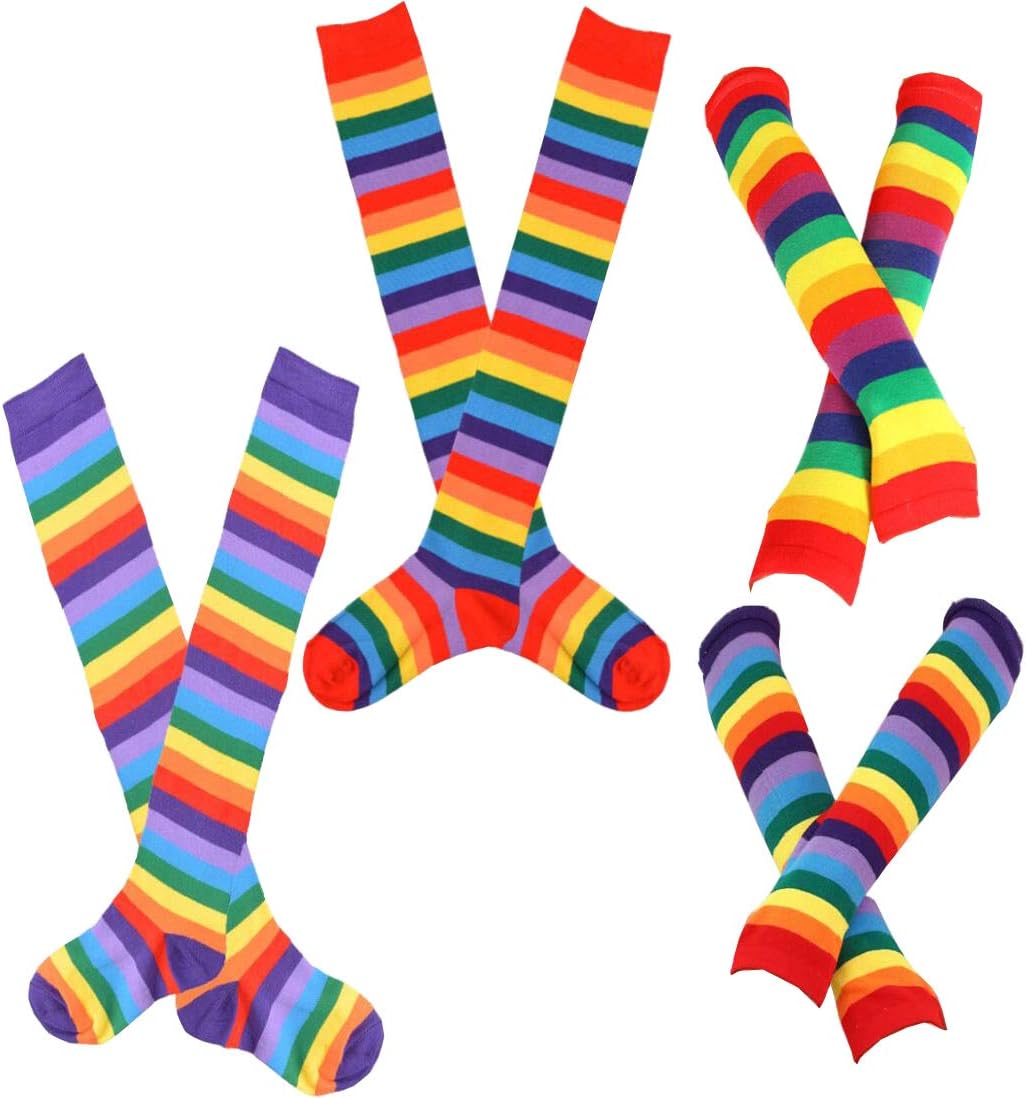 Lucky staryuan 2Set Womens Knee High Socks Arm Warmer Gloves Set for Dance Cosplay Masquerade