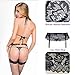 UTIMI Women Four-Piece Sexy Lingerie Set Lace Sleepwear Enticing Nightwear with Bra, Waist Strap, G String and Net Stockings